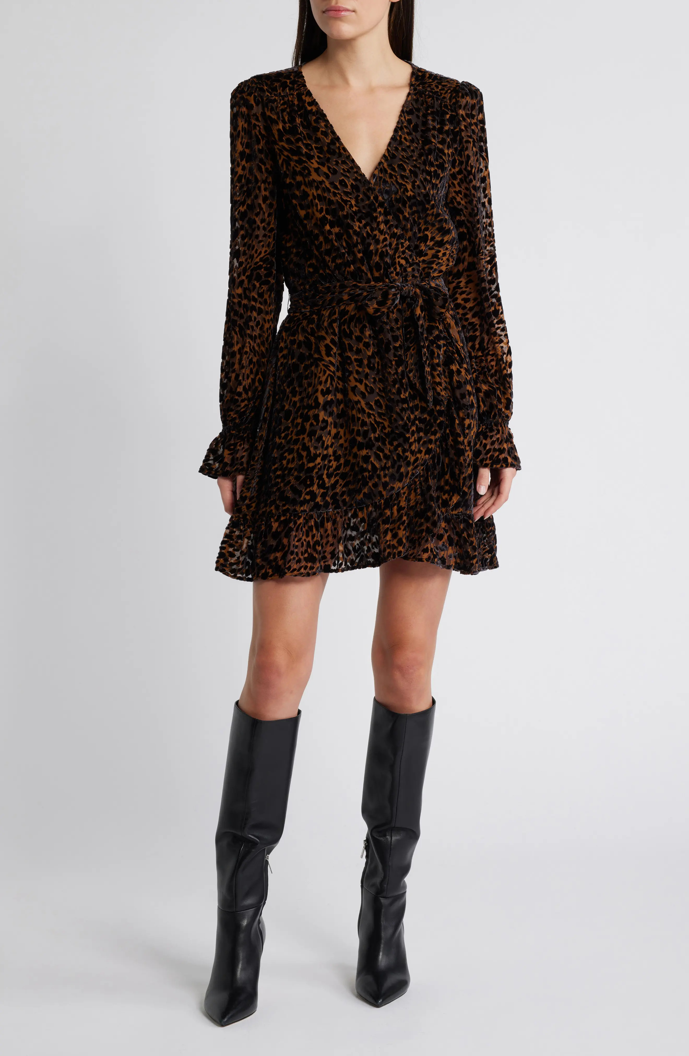 PAIGE Ysabel Long Sleeve Leopard Velvet Burnout Dress (Women) | Nordstromrack | Nordstrom Rack