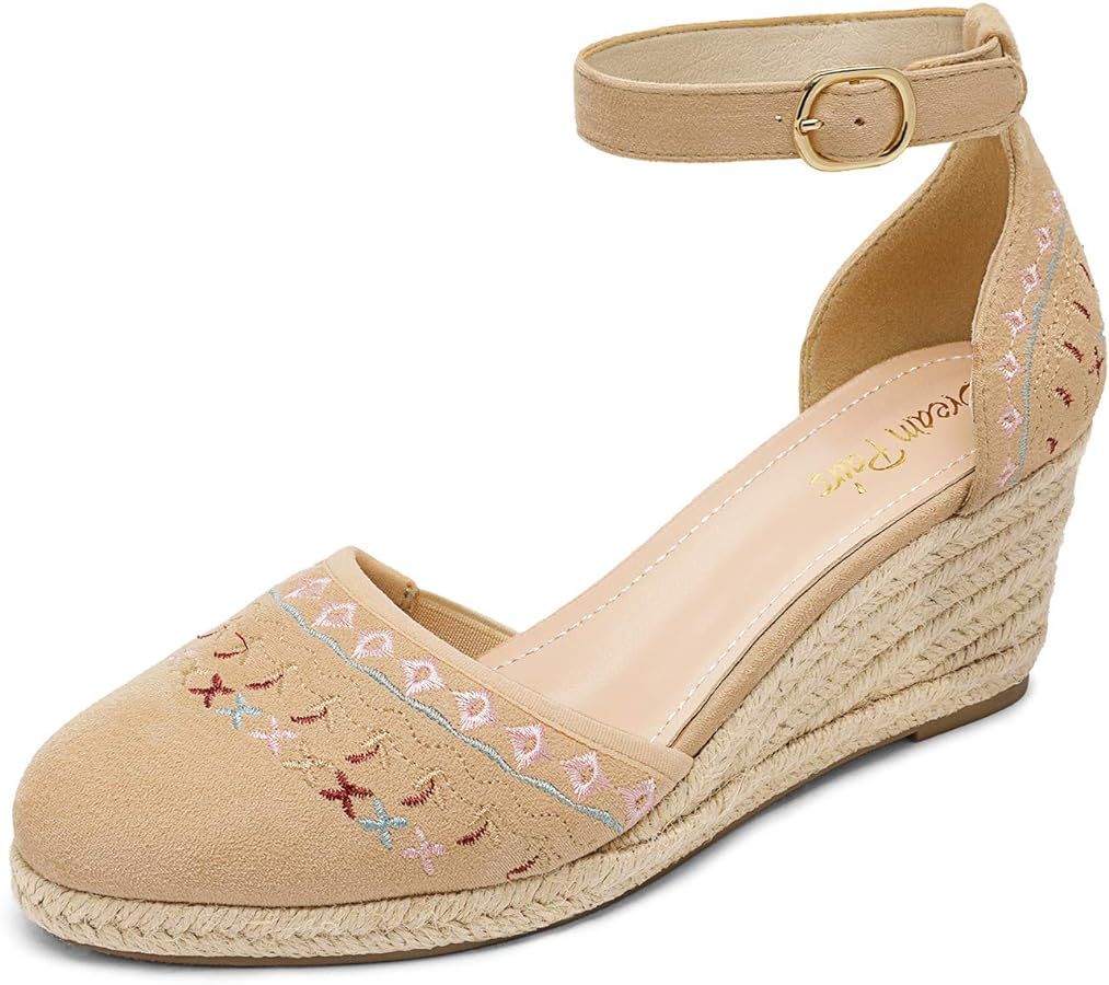DREAM PAIRS Women's Espadrilles Closed Toe Ankle Strap Dressy Platform Wedge Sandals | Amazon (US)