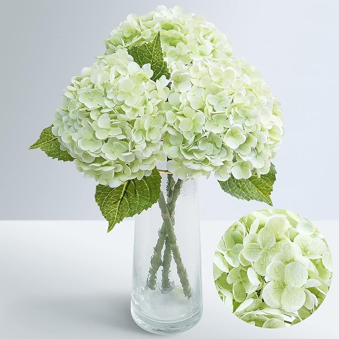 Waipfaru 21" Real Touch Hydrangea Artificial Flowers with Long Stem & Leaves, Full Latex Faux Hyd... | Amazon (US)