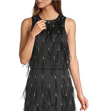 Antonio Melani Pippa Round Neck Feather Diamond Sleeveless Coordinating Blouse -  14 | Dillard's