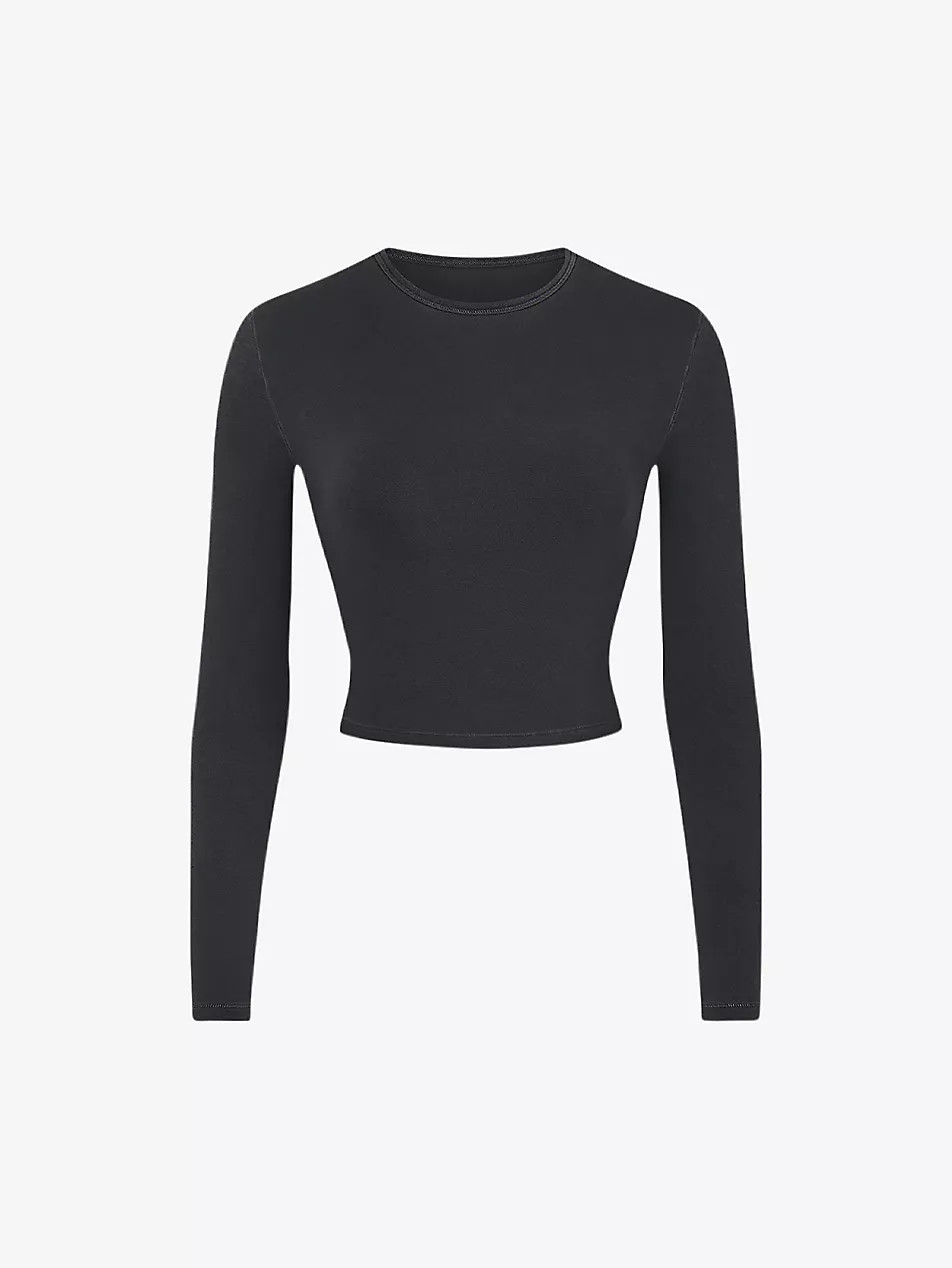SKIMS Vintage round-neck stretch-cotton top | Selfridges
