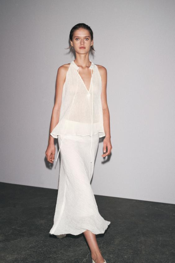 ZW COLLECTION 100% LINEN MIDI SKIRT | Zara UK