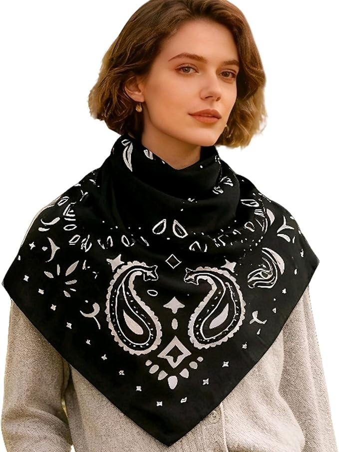 35" Head Scarf Large Square Scarf Like Cotton Hairscarf Fashion Scarves Bandana Night Sleeping Wr... | Amazon (US)
