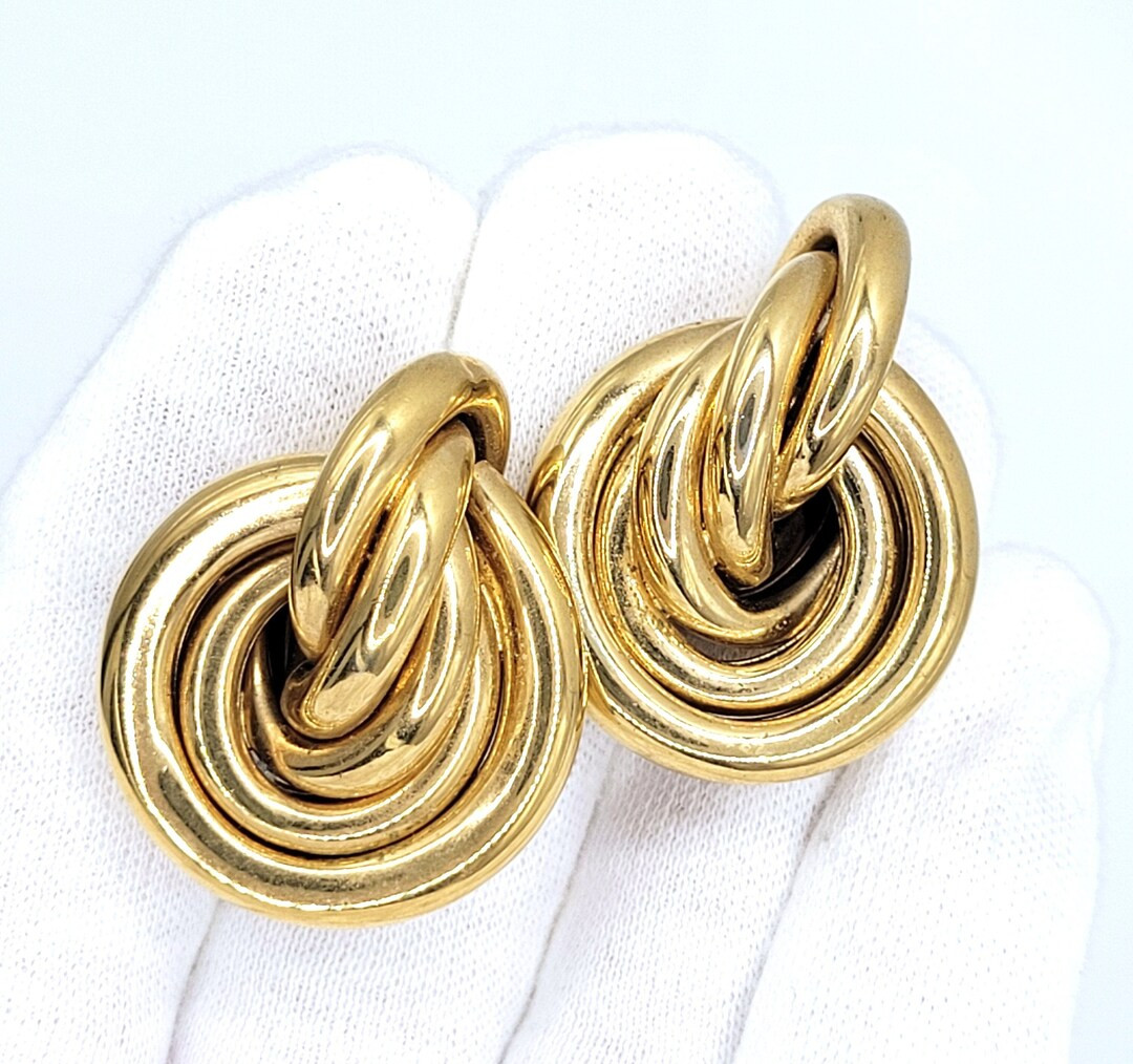 Napier Signed Gold Tone Chunky Love Knot Screw Back Earrings - Etsy | Etsy (US)