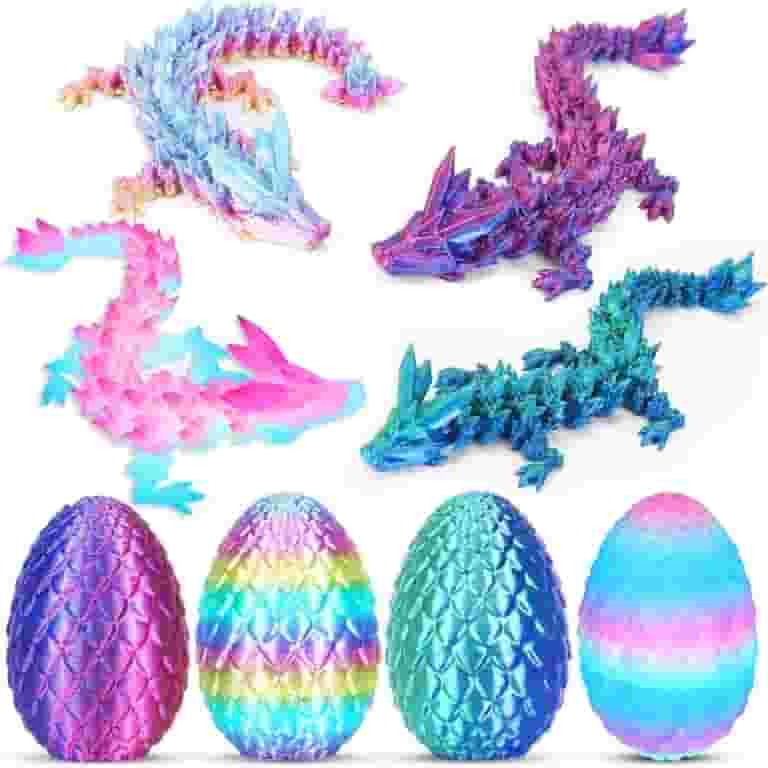 SHUWND 4PCS 3D Printed Dragon 3D Eggs with Dragon Inside, Mini Easter Eggs Fidget Toy 3D Articula... | Walmart (US)