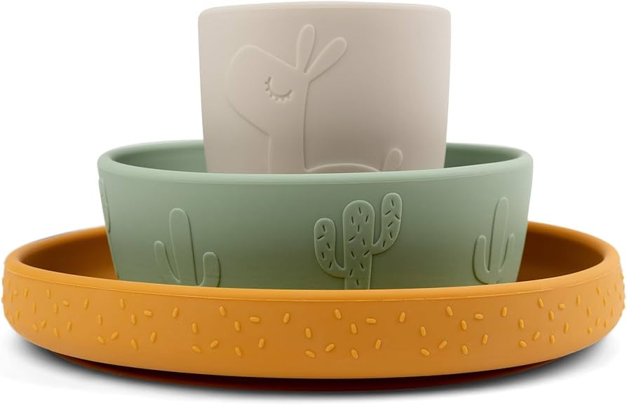 Done by Deer Stick&Stay Lalee Green/Mustard/Sand Dinner Set - 100% Food Grade Silicone - Anti-Sli... | Amazon (US)