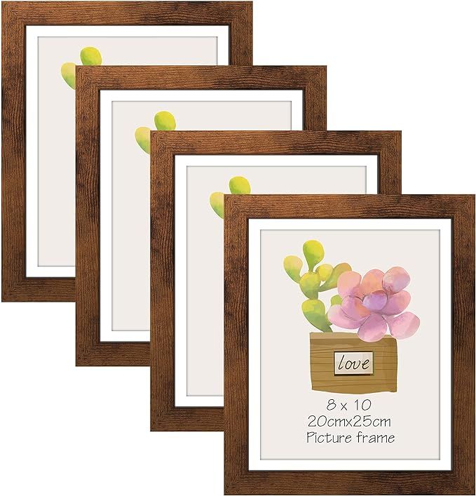 SPEPLA 8x10 picture frames set of 4, Wooden Rustic Picture Frame for Wall or Tabletop, Brown | Amazon (US)