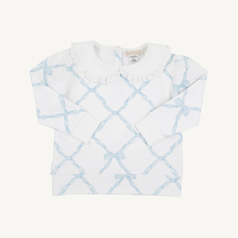 Maude's Ruffle Cassidy Comfy Crewneck - Buckhead Blue Belle Meade Bow | The Beaufort Bonnet Company