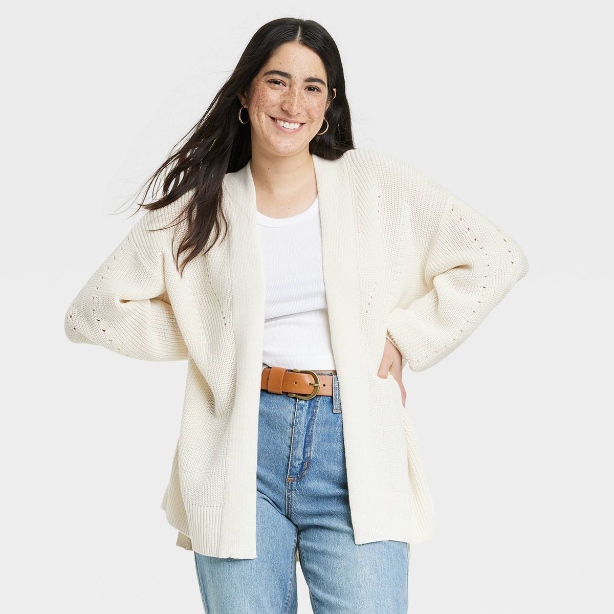 Women's Open-Front Cardigan - Universal Thread™ Cream M | Target