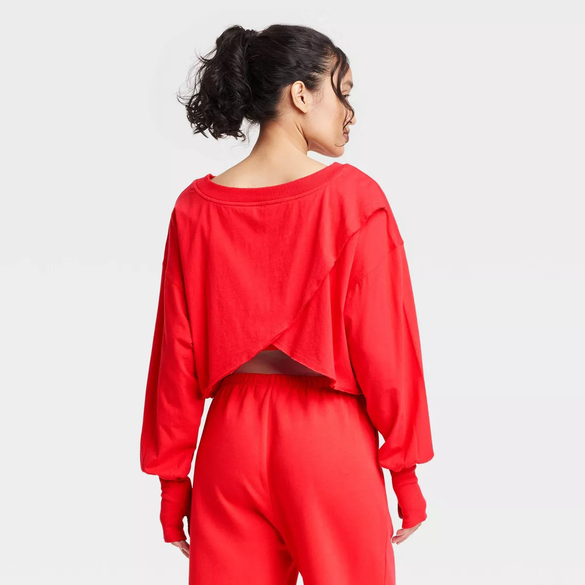 Women's Cross Back Long Sleeve Top - JoyLab™ Red M | Target