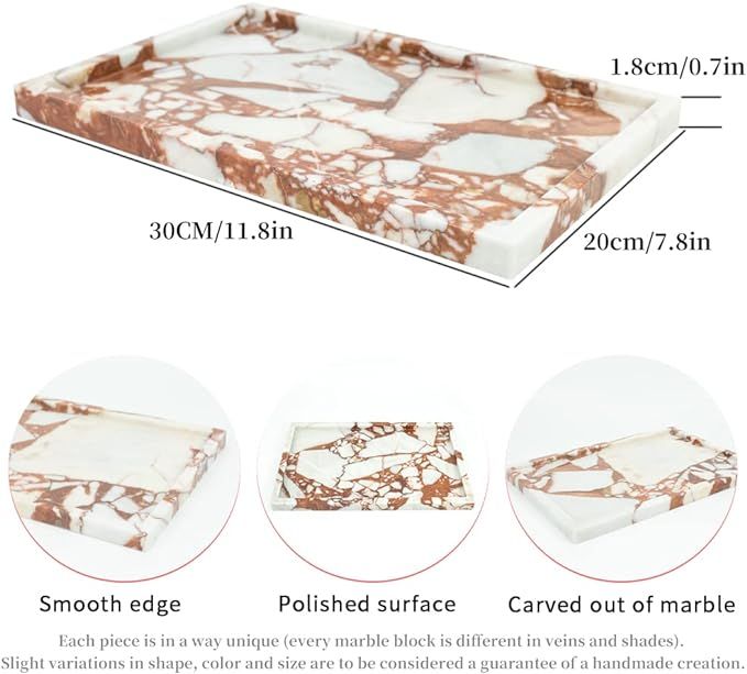 100% Natural Marble Serving Tray Luxury Calaccata Viola Marble Storage Tray for Home Decor Stone ... | Amazon (US)