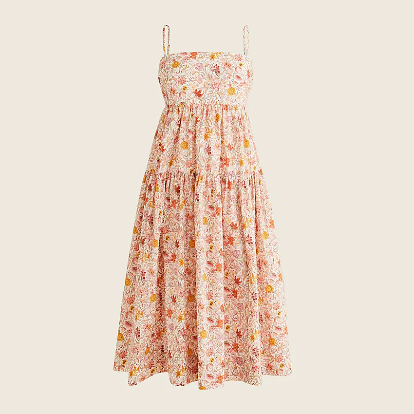 Tiered organic cotton dress in Liberty® Garden of Life print | J. Crew US
