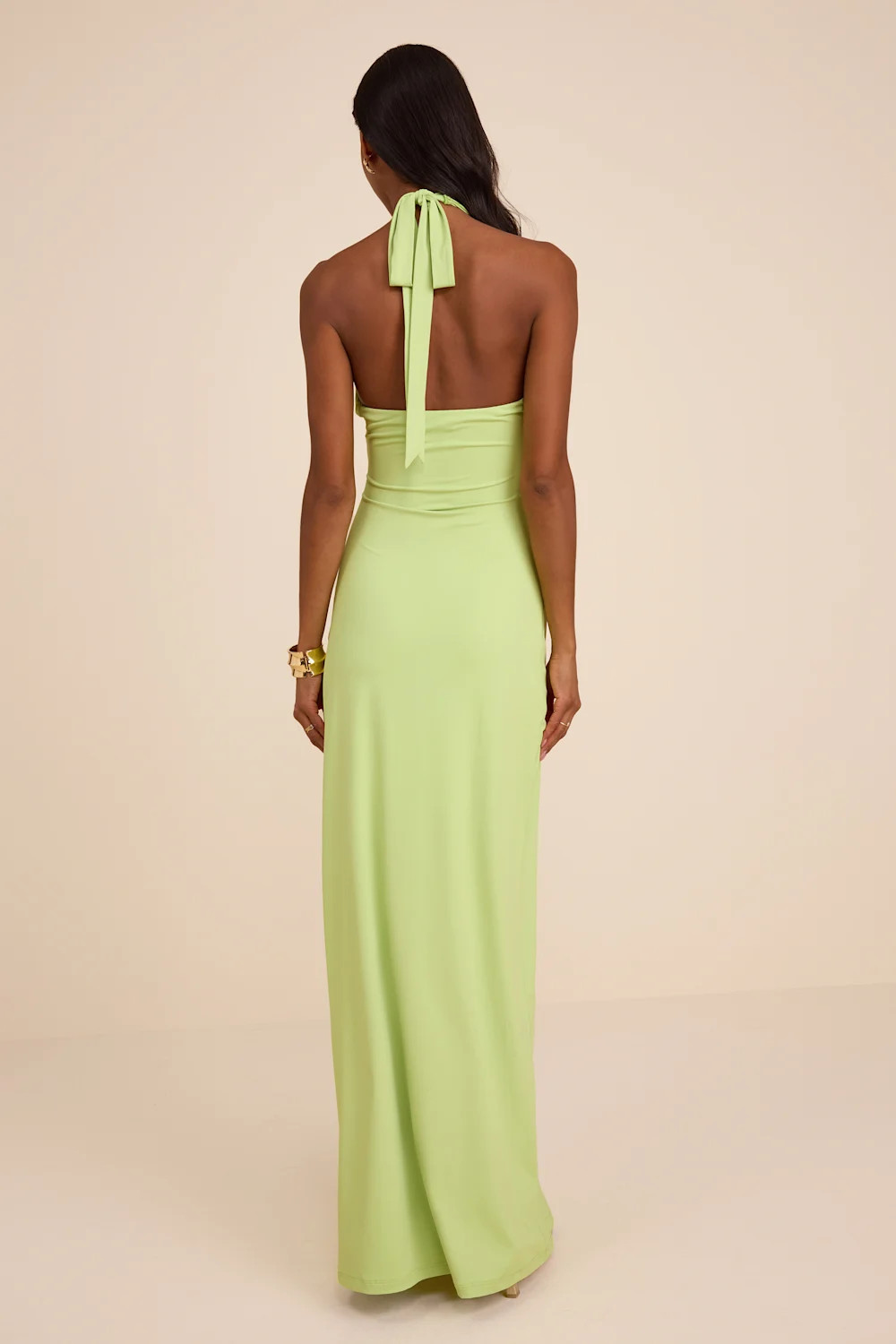 Pauline Lime Green Jersey Knit Halter Maxi Dress | Lulus