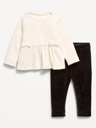 Cozy Velour Peplum Top and Leggings Set for Baby | Old Navy (US)