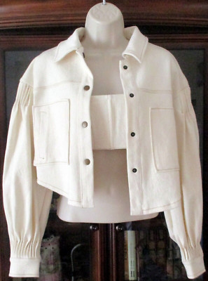 NWT 7 For All Mankind Denim 2 pc SET Zip Bustier & Cropped Bomber Jacket XS  | eBay | eBay US