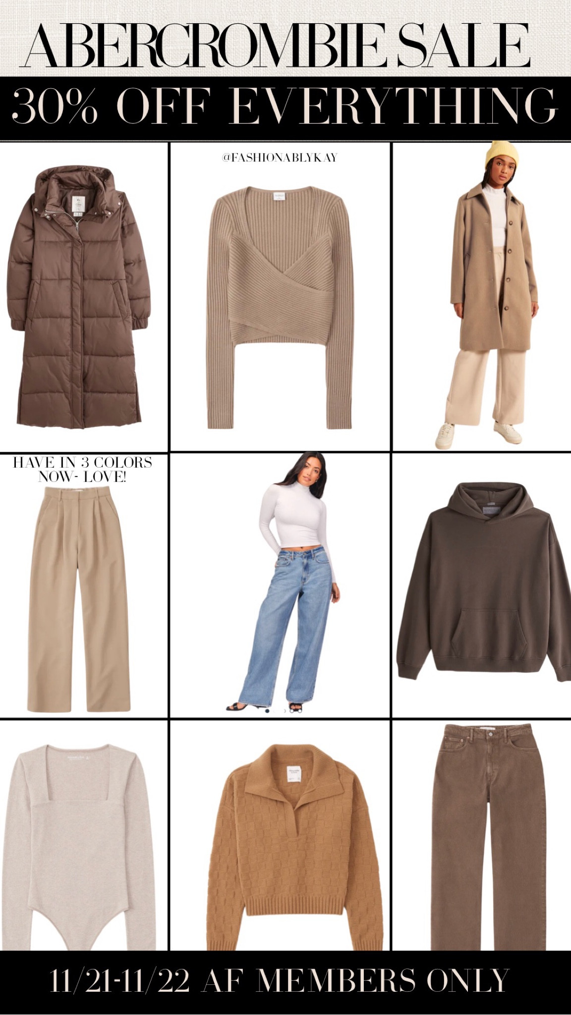 Abercrombie sale 🤎 / 30% off for AF members. So many good pieces on sale! 

Abercrombie, A&F, cyber week, Black Friday, cyber week sales 

#LTKHoliday #LTKCyberweek