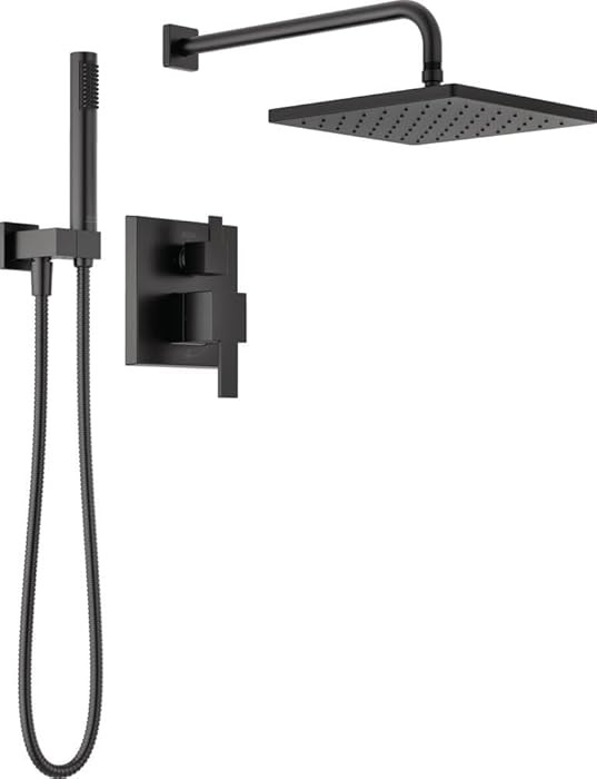 Delta Modern 14 Series Square Rain Shower System Faucet Set, Rainfall Matte Black Shower Head and... | Amazon (US)