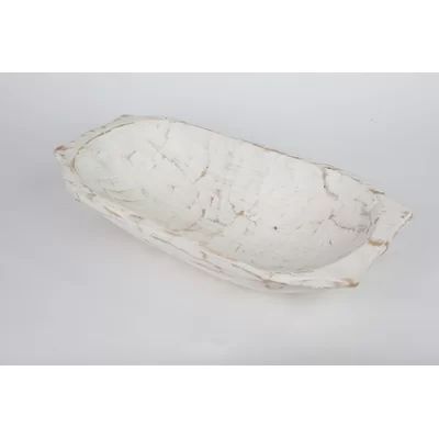 Glenfield Deep Wooden Dough with Handles Decorative Bowl Bay Isle Home Color: Pure white | Wayfair North America