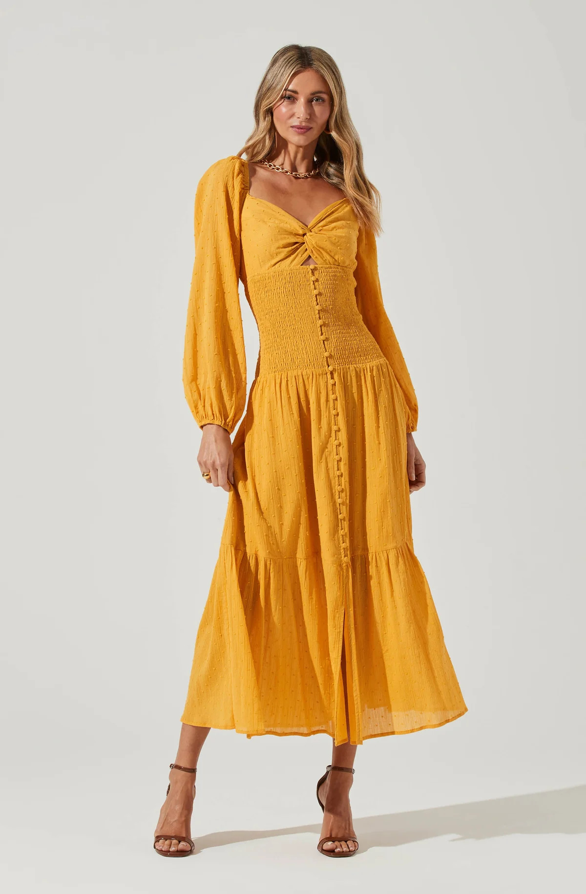 Long Sleeve Twist Bust Dress | ASTR The Label (US)