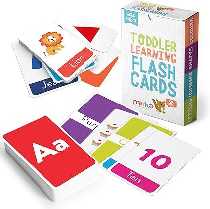 merka Educational Flash Cards for Toddlers Learn Letters Colors Shapes Numbers 58 Cards | Amazon (US)