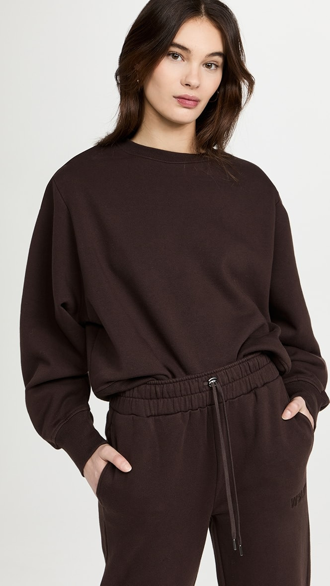 Fleece Crew Shoulder Pad Sweatshirt | Shopbop