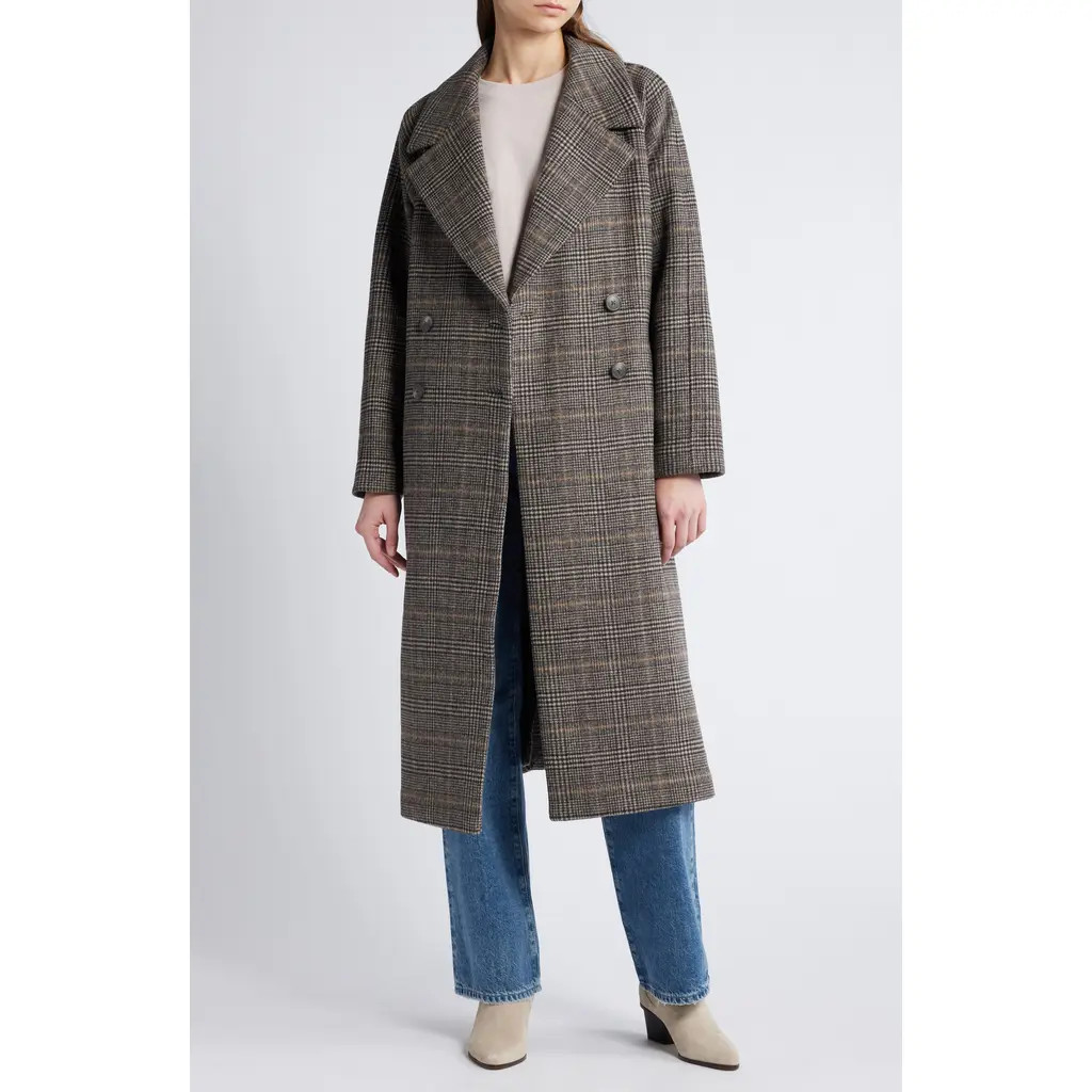 Treasure & Bond Plaid Winter Trench Coat in Black- Tan Kensie Plaid at Nordstrom Rack, Size Medium | Nordstrom Rack
