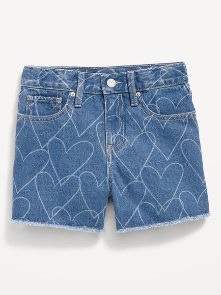 Printed High-Waisted Frayed-Hem Jean Shorts for Girls | Old Navy (US)