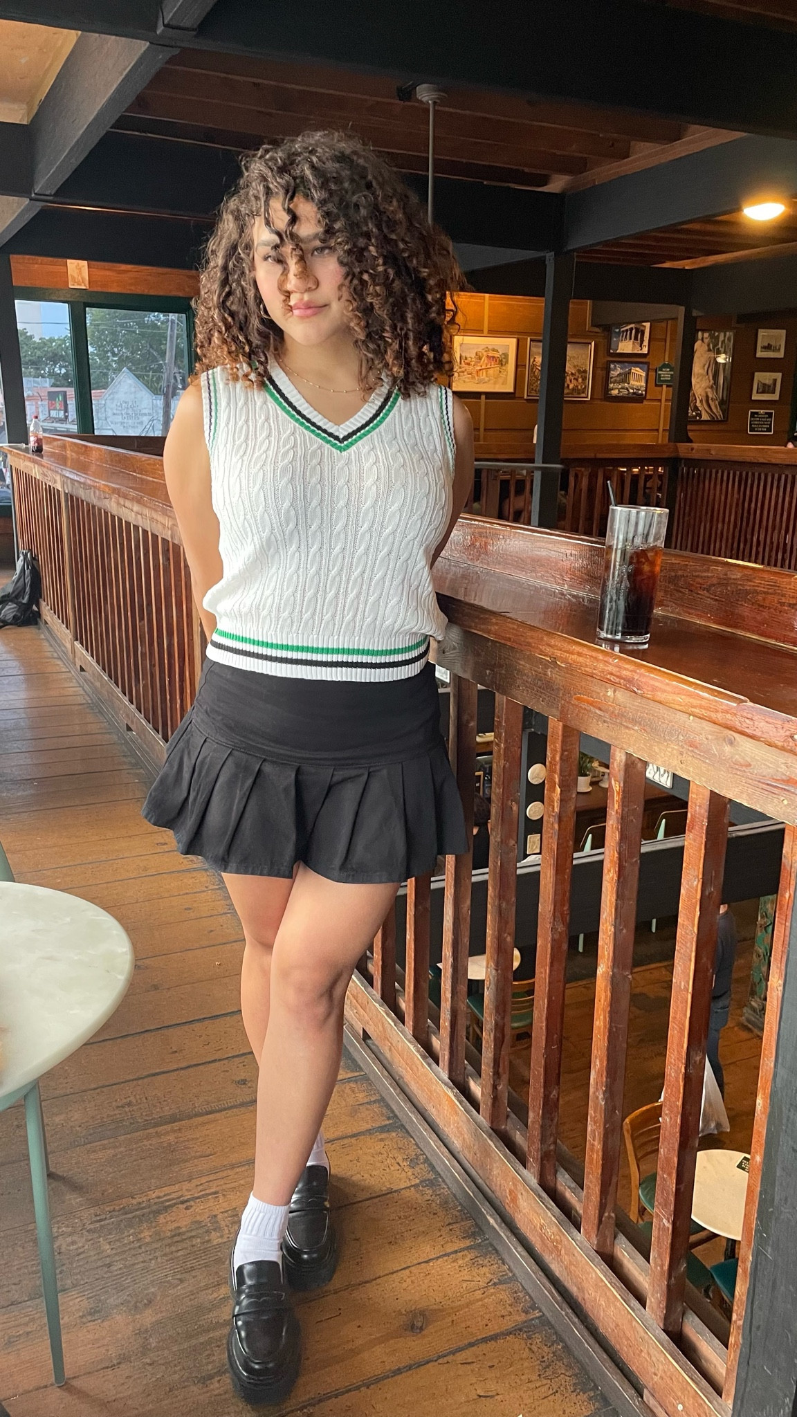 Preppy Fall  outfit with a black skirt, loafers  and sweater vest 💚

#LTKSeasonal #LTKfit #LTKHoliday