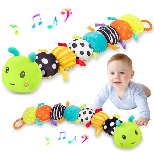 Baby Stuffed Animal Toys for 0-6 6-12 Months, Baby Musical Caterpillar Tummy Time Toys for Babies 3 6 9 12 18 Months, Newborn Infant Sensory Toys Gifts for 1 2 Year Old Boys Girls | Amazon (US)