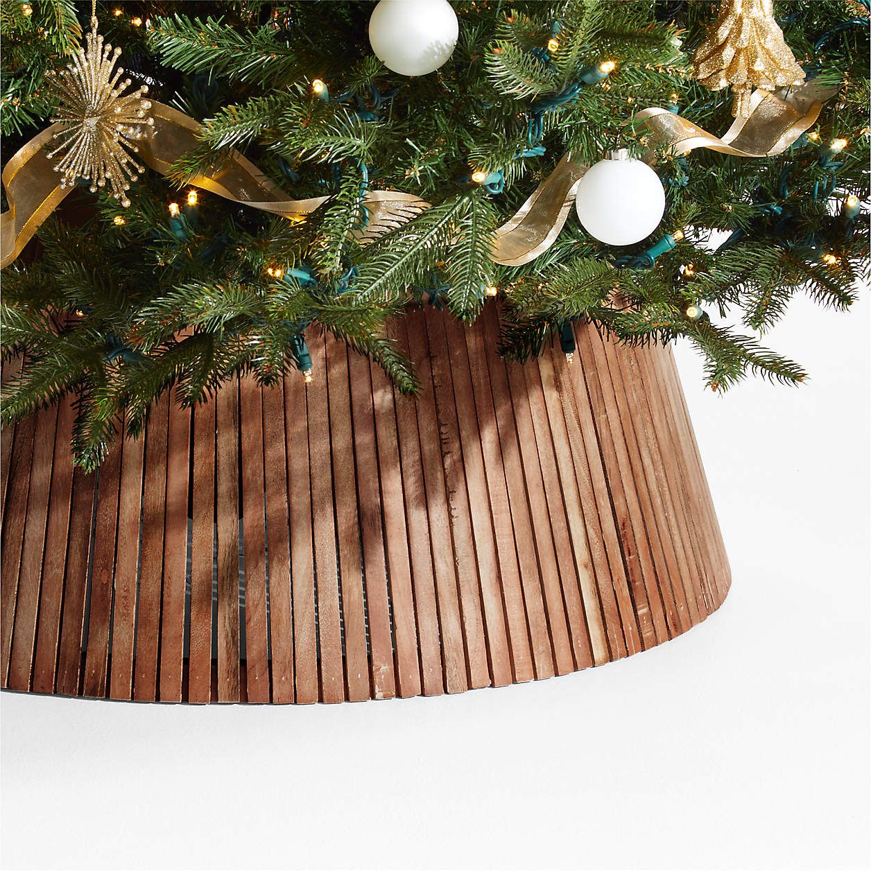 Skei Black Wood Christmas Tree Collar + Reviews | Crate and Barrel | Crate & Barrel