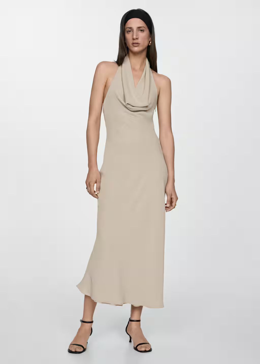 Halter dress with draped neckline -  Women | Mango USA | MANGO (US)