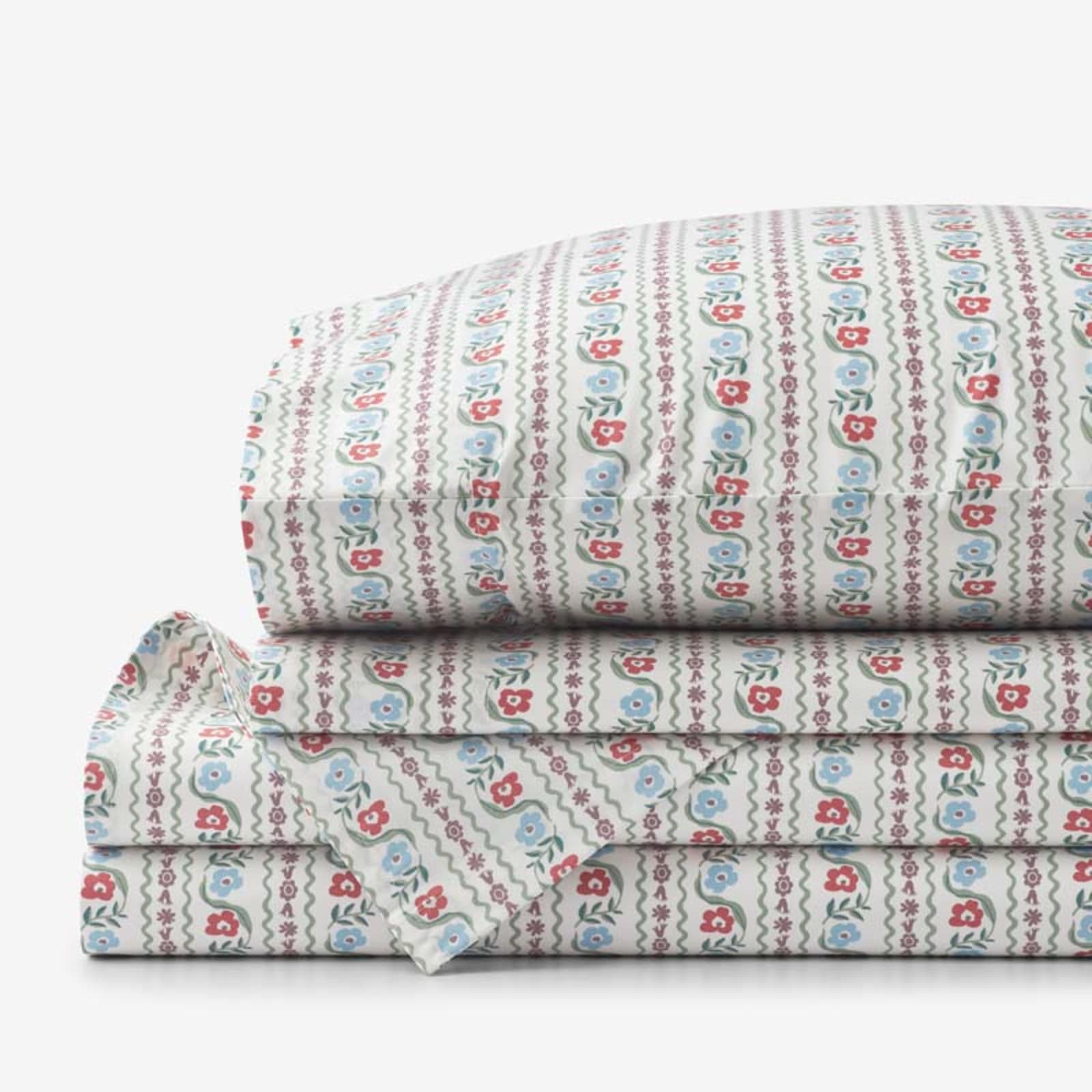 Delphine Classic Cool Cotton Percale Bed Sheet Set - Ivory Multi, Twin | The Company Store
