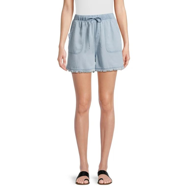 Time and Tru Women's Fray Hem Shorts, 5" Inseam, Sizes XS-XXXL - Walmart.com | Walmart (US)