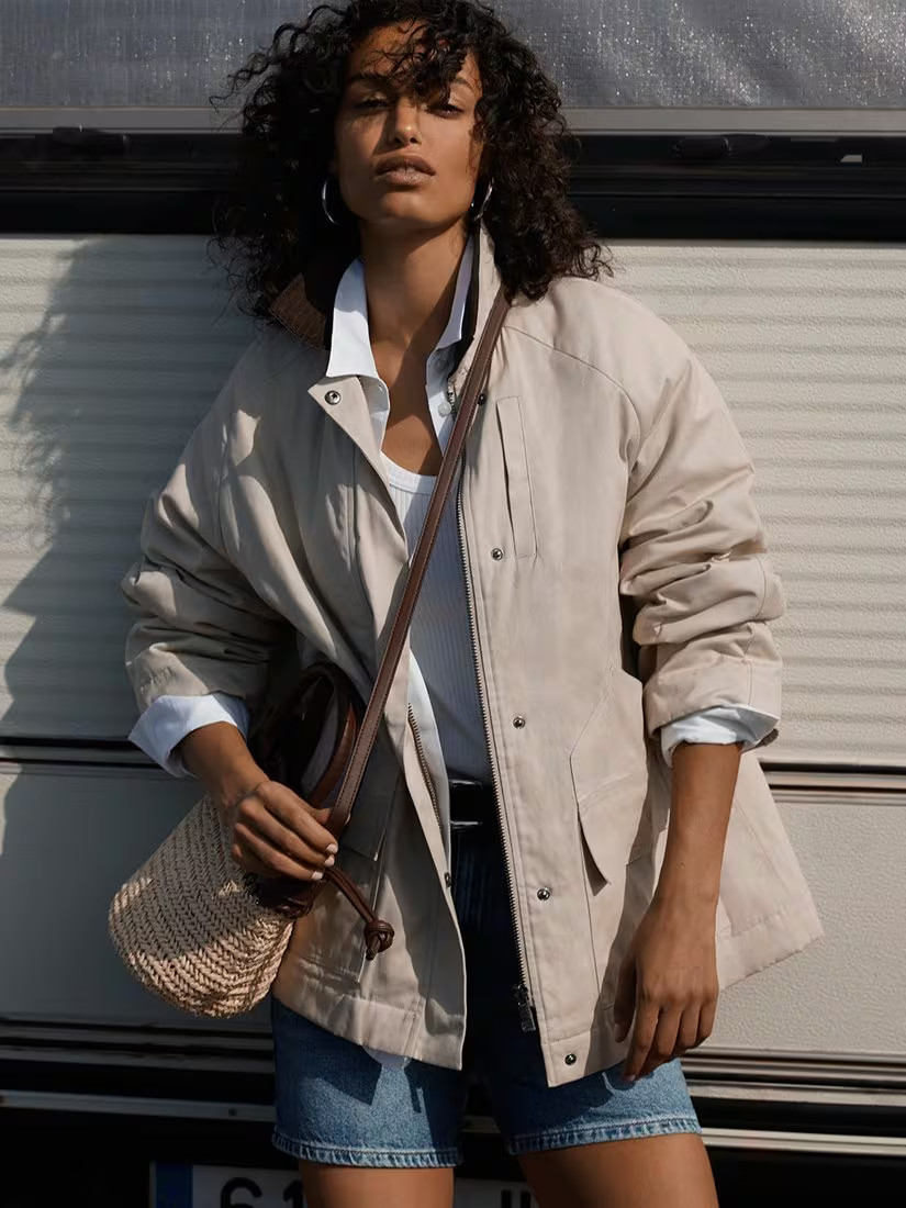 Whistles Fern Waxed Jacket, Neutral | John Lewis (UK)
