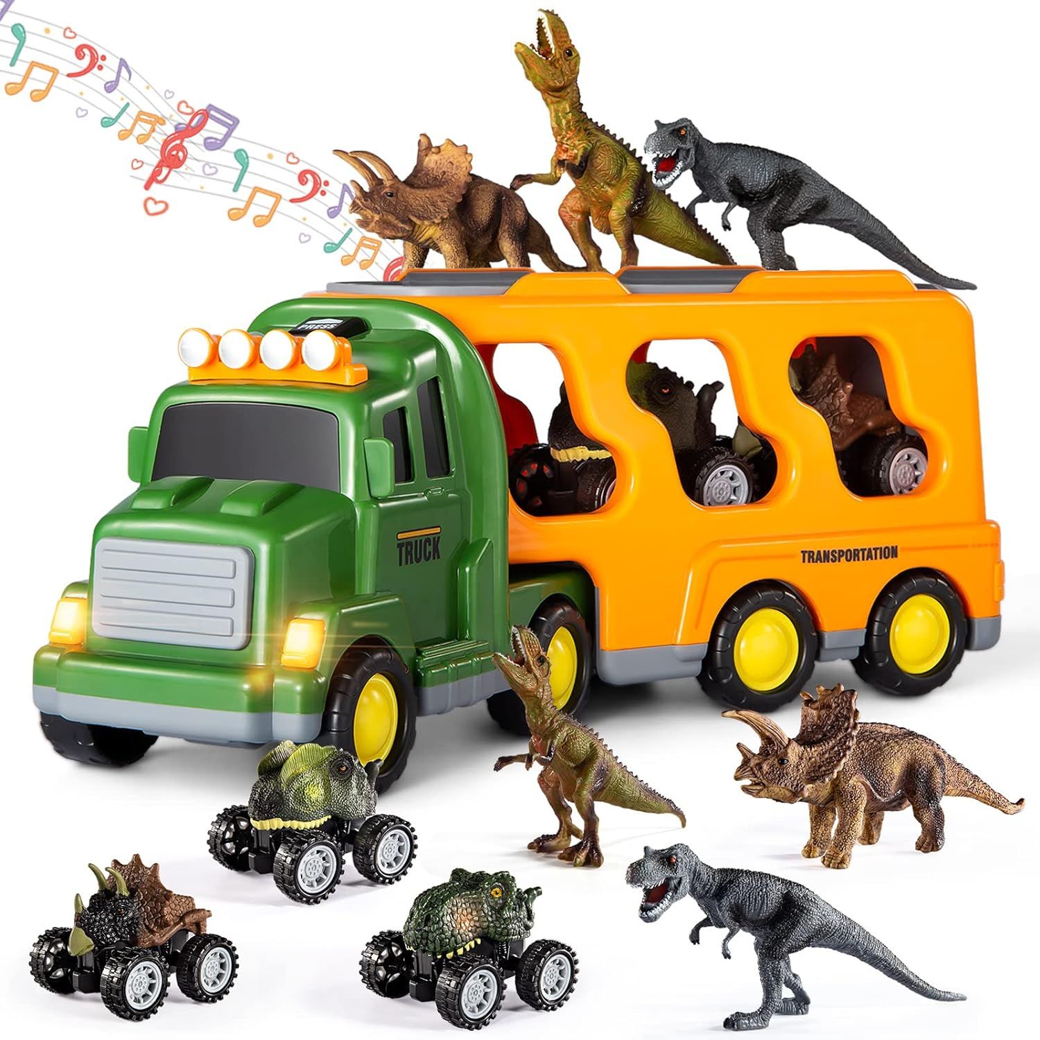 TEMI Dinosaurs Truck Toys for Boys Kids 3-5 Years, Transport Car with 3 Dino Figures & 3 Monster ... | Amazon (US)