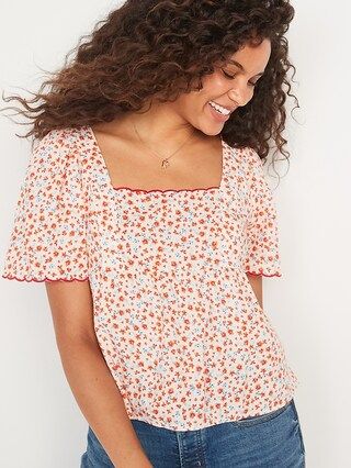 Flutter-Sleeve Matching Floral Swing Blouse for Women | Old Navy (US)