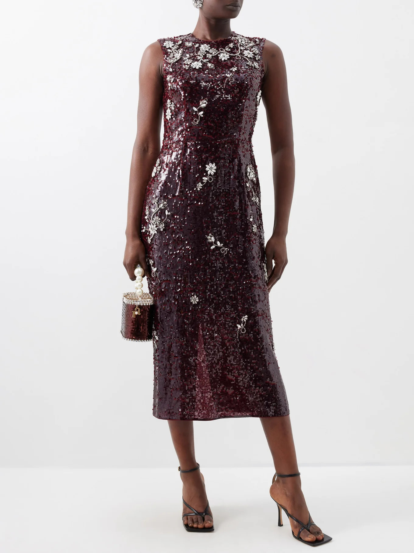 Crystal-embellished sequinned midi dress | Matches (UK)