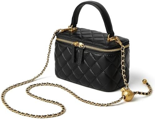 DORIS&JACKY Small Quilted Box Crossbody Purse For Women Designer Leather Mini Top Handle Pouch Ba... | Amazon (US)