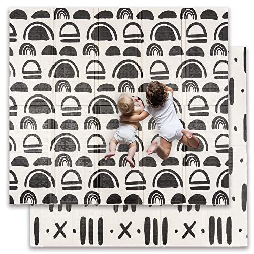 JumpOff Jo Baby Play Mat - Extra Large Folding Foam Play Mat for Infants, Babies, Toddlers, Waterproof, Double-Sided (77" x 70") - Black and White | Amazon (US)