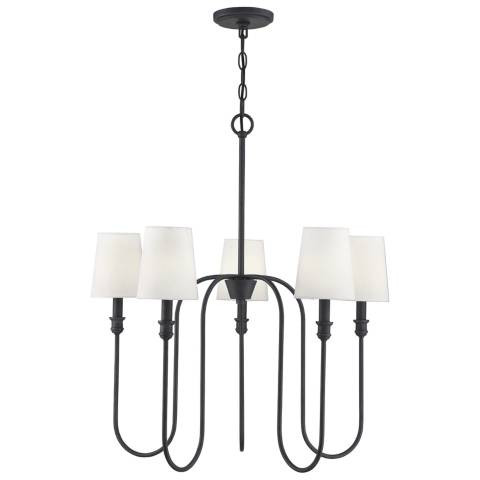 Savoy House Meridian 27.25" Wide Aged Iron 5-Light Chandelier | Lamps Plus
