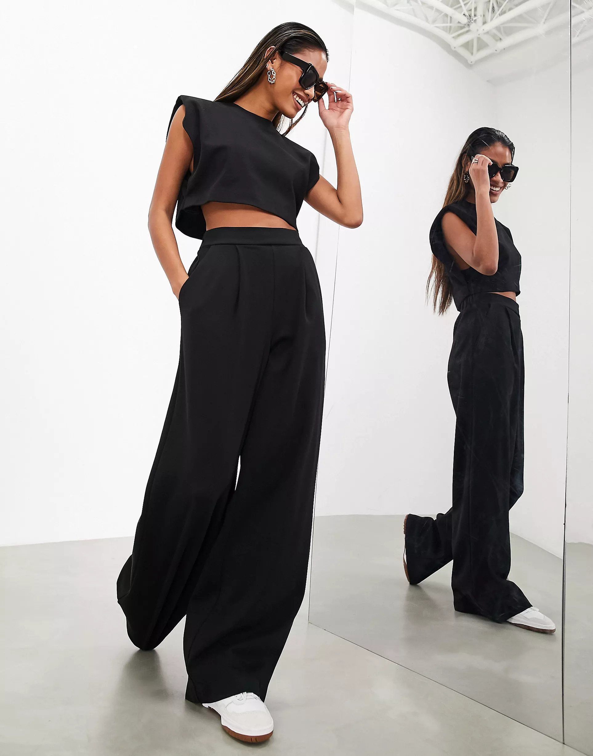 ASOS EDITION textured jersey trouser in black | ASOS (Global)