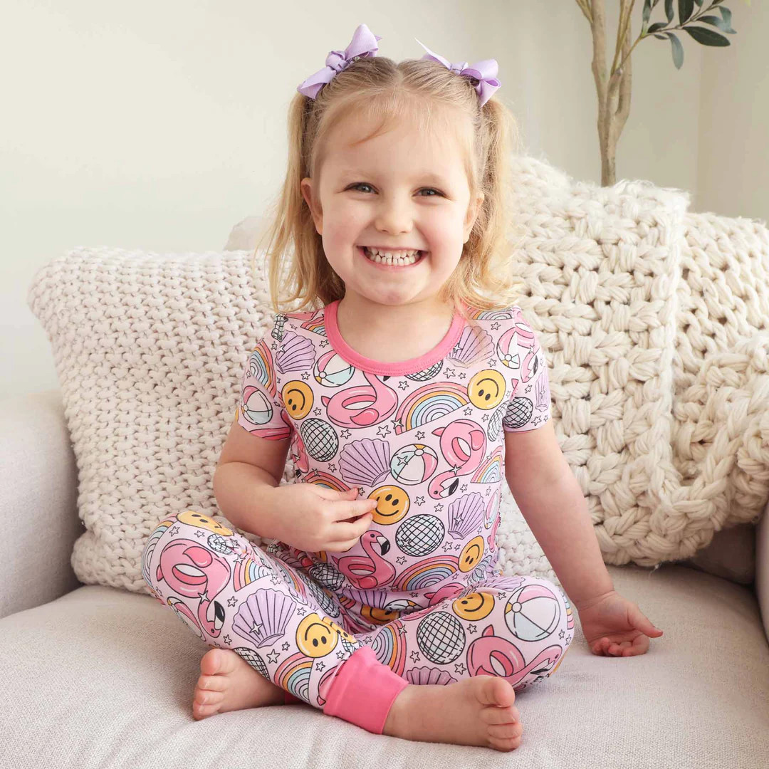 Floatie Friends Two Piece Pajama Set | Pink | Caden Lane