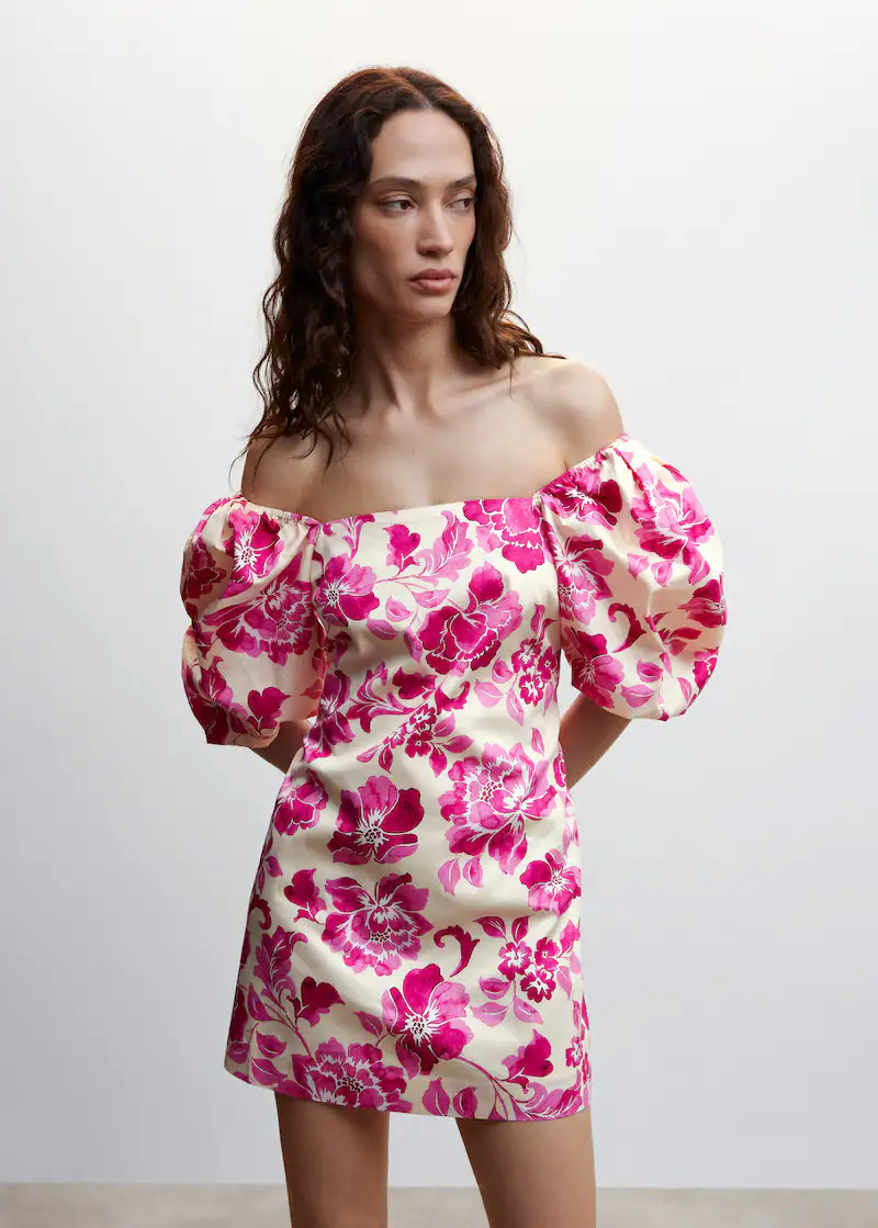 Puffed sleeves short dress -  Women | Mango USA | MANGO (US)