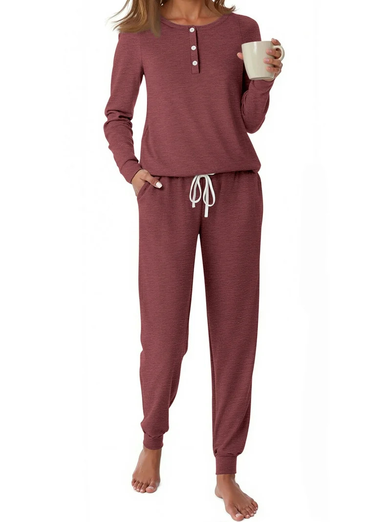 Fantaslook Pajamas Sets for Women Casual Lounge Set Long Sleeve Two Piece Set Buttom Down Shirts ... | Walmart (US)