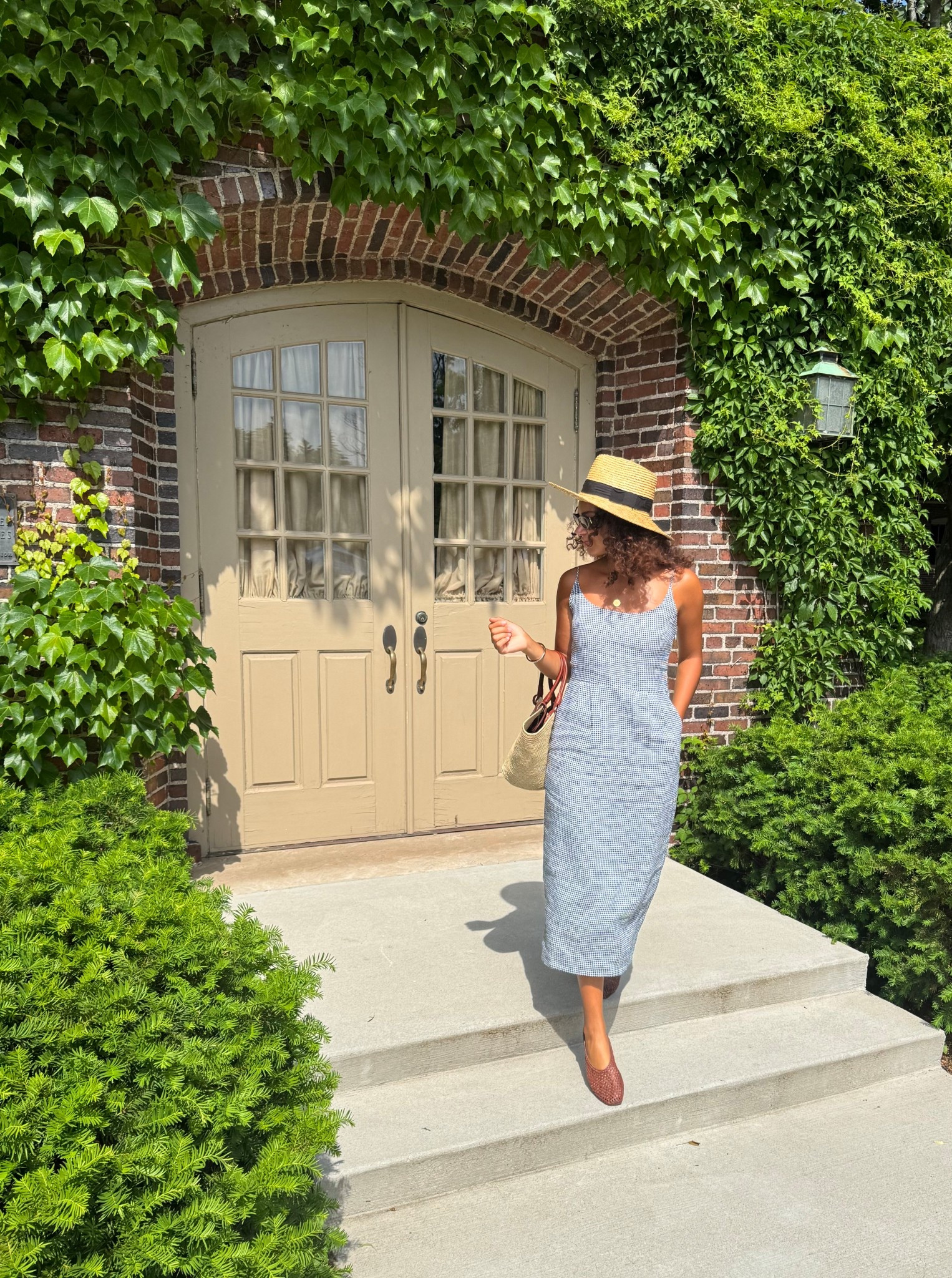 Embracing classy summer style in this gingham dress, woven flats, straw hat, and straw bag 

#LTKStyleTip #LTKSeasonal