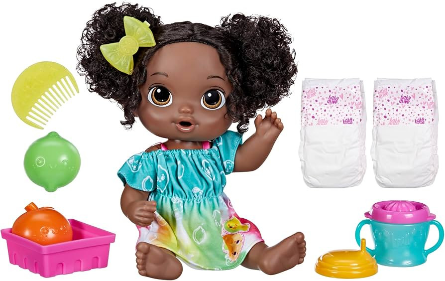Baby Alive Fruity Sips Doll, Lime, Toys for 3 Year Old Girls, 12-inch Baby Doll Set, Drinks & Wet... | Amazon (US)