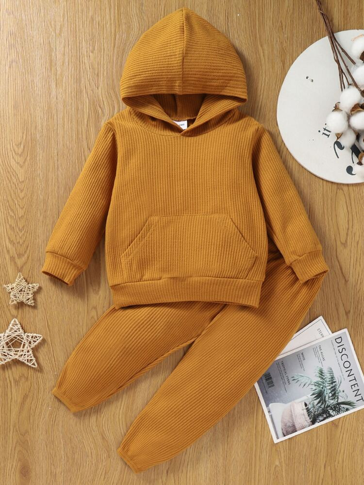 Toddler Boys Kangaroo Pocket Hoodie & Sweatpants | SHEIN