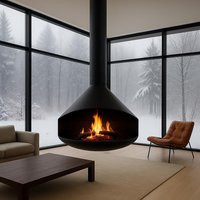 Modern Suspended Black Fireplace - Hanging Gas For Luxury Living Room & Contemporary Interiors | Etsy (US)