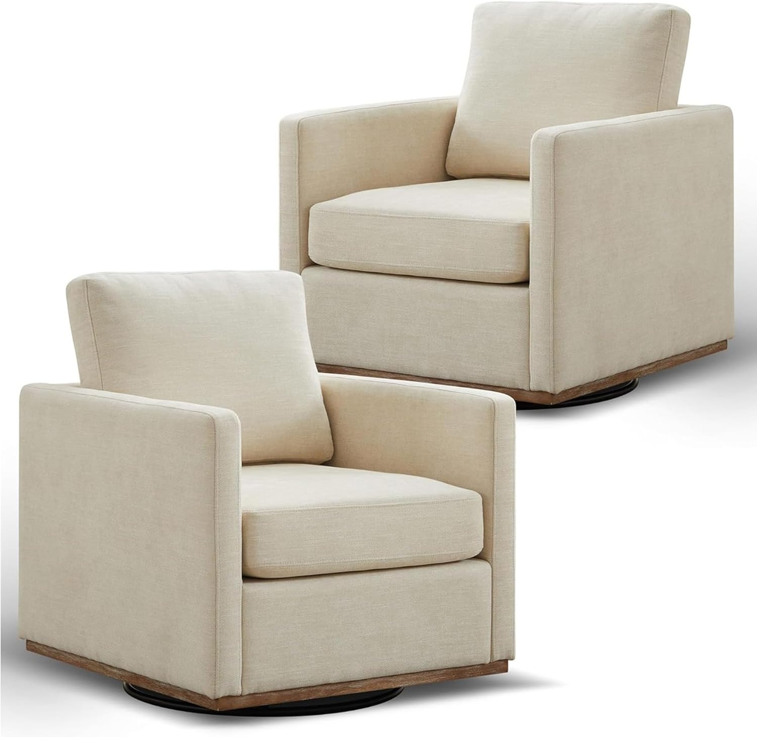 Swivel Accent Chair Set of 2, 360 Degree Square Swivel Chair for Living Room, Mid Century Modern ... | Amazon (US)