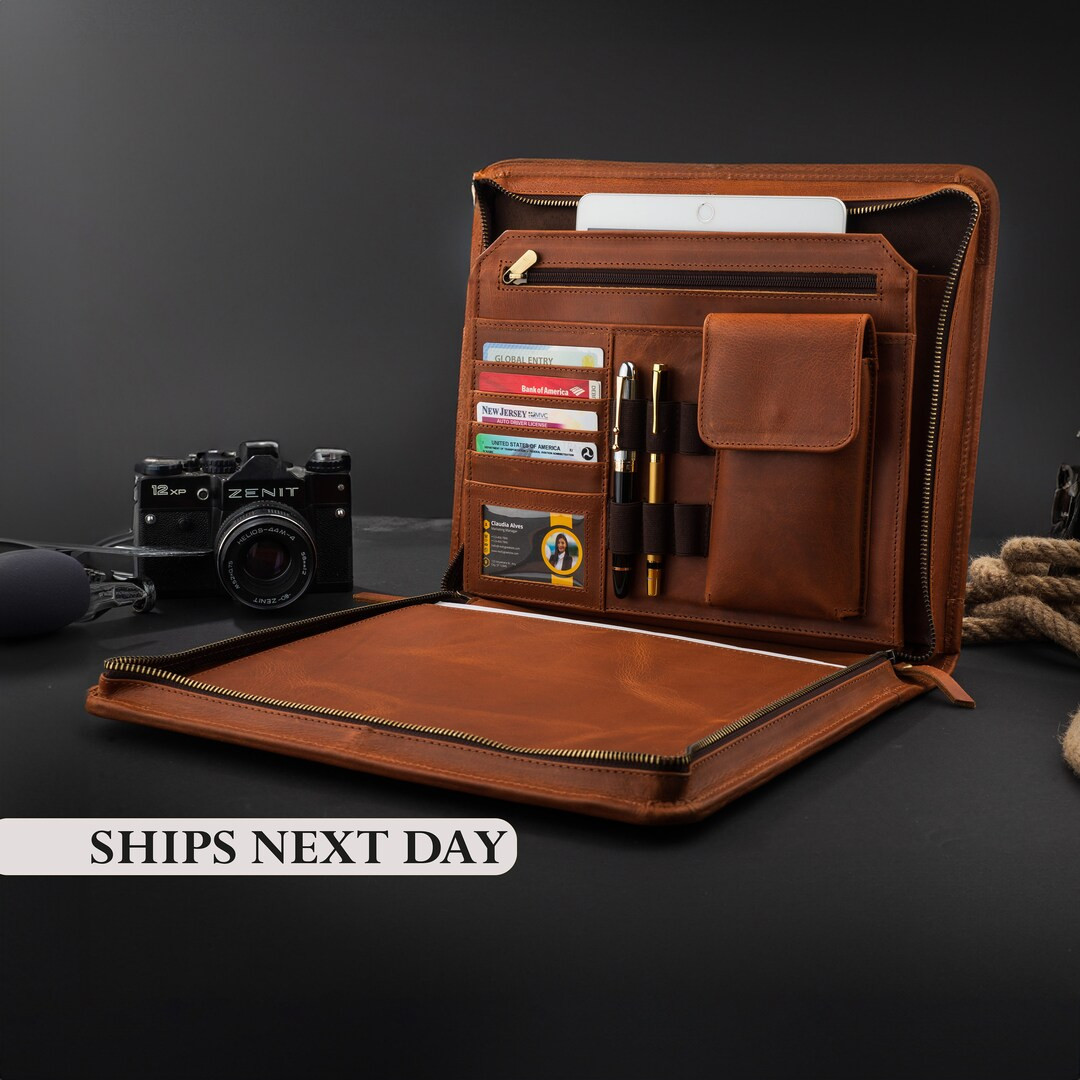 Handmade Leather Portfolio, Personalized Gift, 20th Anniversary Gift, Best Christmas Gifts, Birth... | Etsy (US)